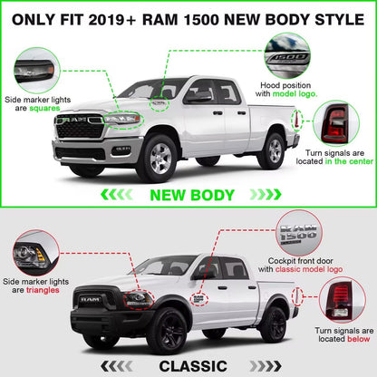 Running Boards Compatible with 2019-2026 Dodge Ram 1500 Crew Cab (Excl. Ram 2500/3500/Classic), Dual-Stage Textured Black Powder Coated, 4 Inch Step Bars, Crew Cab Nerf Bars.
