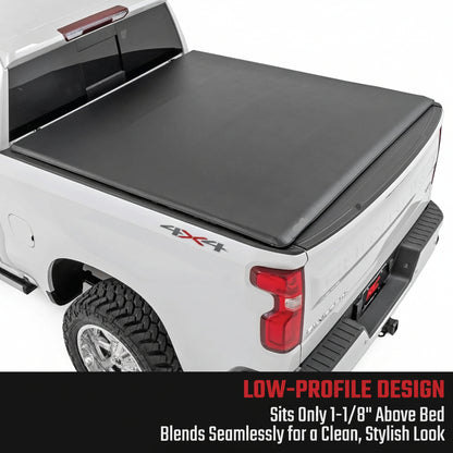 Soft Roll-Up Tonneau Cover for 2019-2026 Chevy/GMC 1500 - No-Drill, Marine-Grade Vinyl, Fits 5'10" Bed