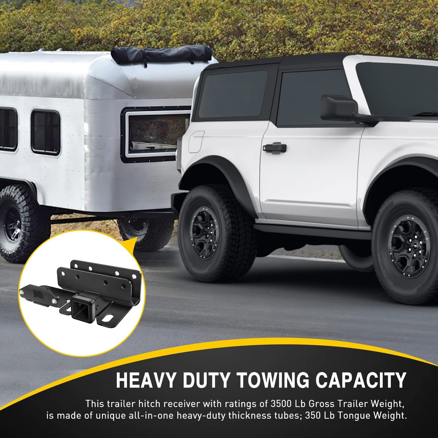2" Rear Trailer Hitch Kit for 2021-2026 Ford Bronco 2/4-Door (Excludes Sport) - Black