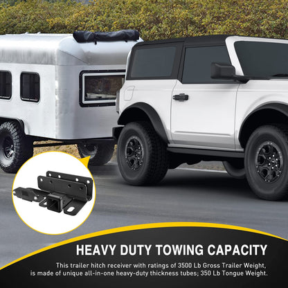 2" Rear Trailer Hitch Kit for 2021-2026 Ford Bronco 2/4-Door (Excludes Sport) - Black