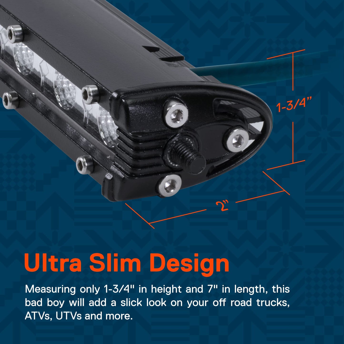 7" Ultra-Slim LED Light Bar (2-PCS) - 1530lm, 18W, IP68 Waterproof for Truck/ATV/Car (60° Flood)