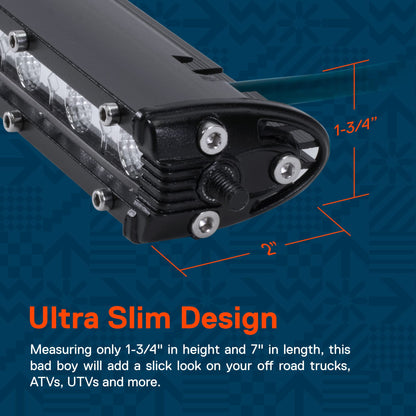 7" Ultra-Slim LED Light Bar (2-PCS) - 1530lm, 18W, IP68 Waterproof for Truck/ATV/Car (60° Flood)