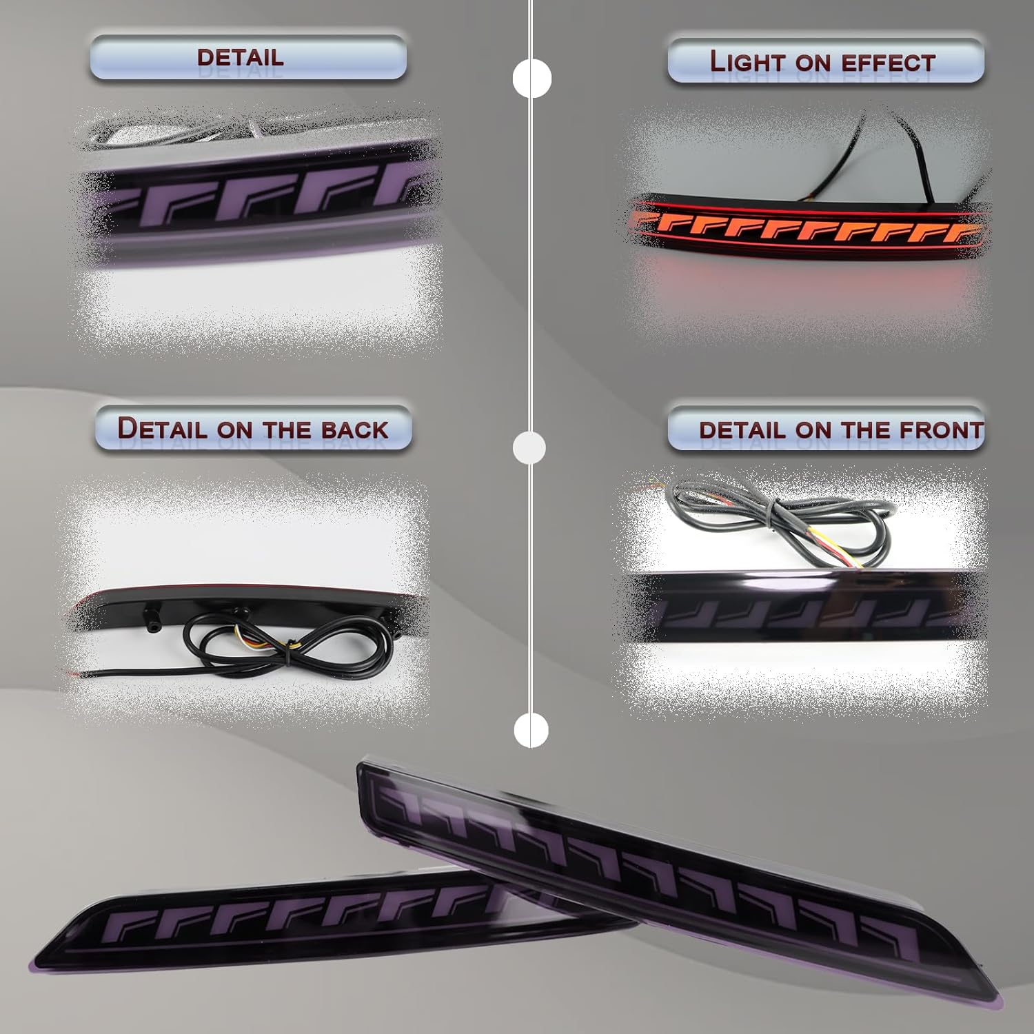 Red Lens Rear Fog Bumper Reflector Brake Tail Sequential Flash Signal LED Lights Lamp Compatible with Chevrolet Chevy Suburban Tahoe GMC Yukon/Denali 2021-2024 Accessories (SMOKED)