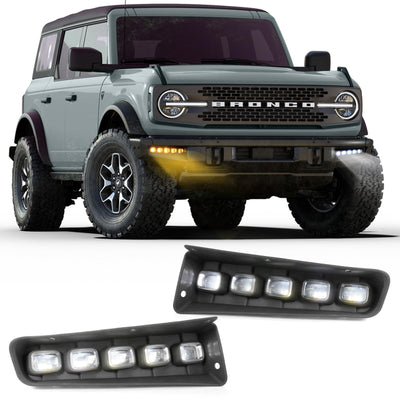 Ford Bronco LED Fog Lights with DRL, Amber Turn Signal