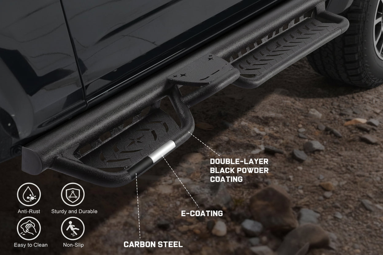Two-Stair Heavy-Duty Running Boards for 2021-2026 Ford Bronco 4-Door - Rock Slider Nerf Bars