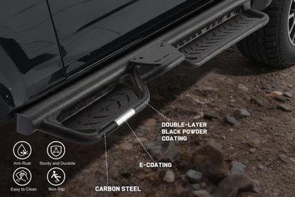 Two-Stair Heavy-Duty Running Boards for 2021-2026 Ford Bronco 4-Door - Rock Slider Nerf Bars