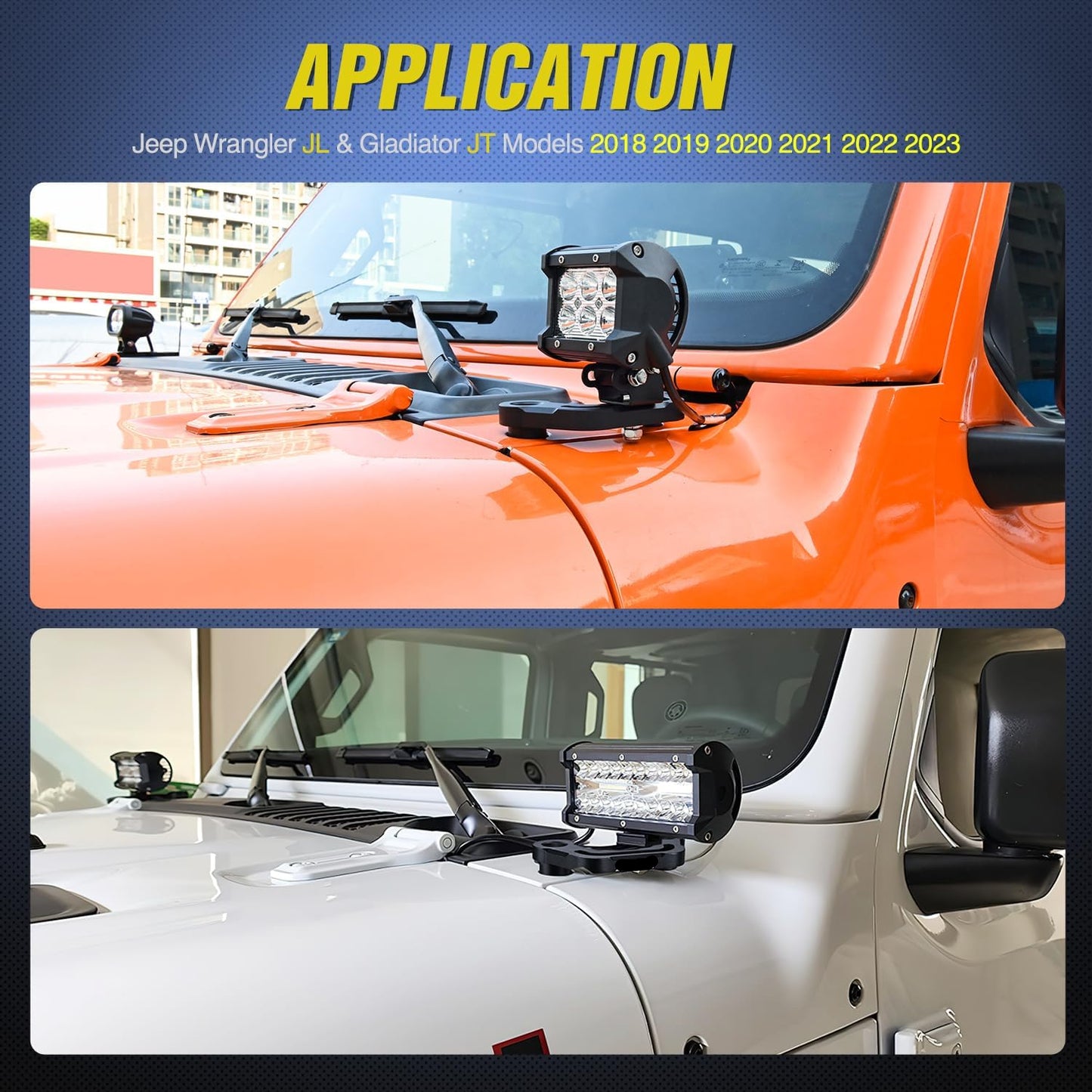 A-Pillar LED Light Mounts for Jeep Wrangler JL & Gladiator JT (2018-2023)
