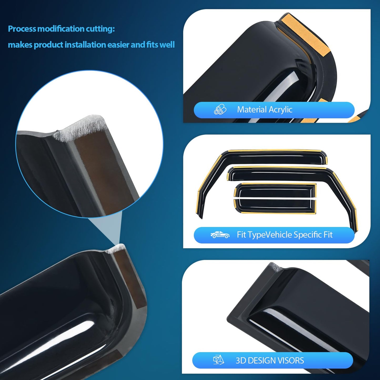 Window Vent Visors for 2018-2026 Jeep Wrangler JL & Gladiator (4-Pack)