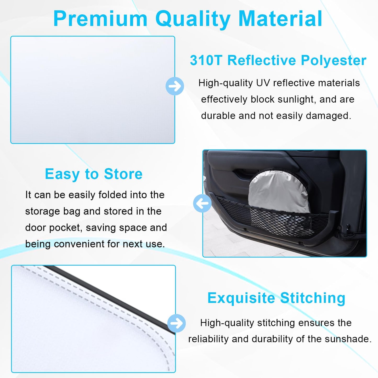 Premium Reflective Sun Shade for 2018-2026 Jeep Wrangler JL & Gladiator with Pouch