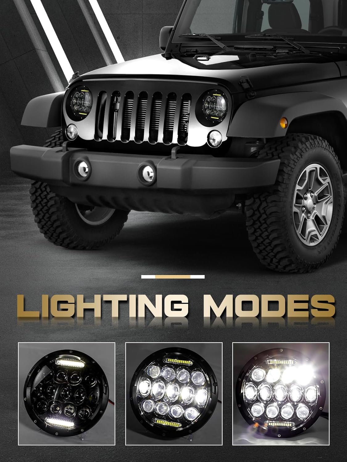 DOT Approved 7" Round LED Headlights (H6024) - Universal Black Fit
