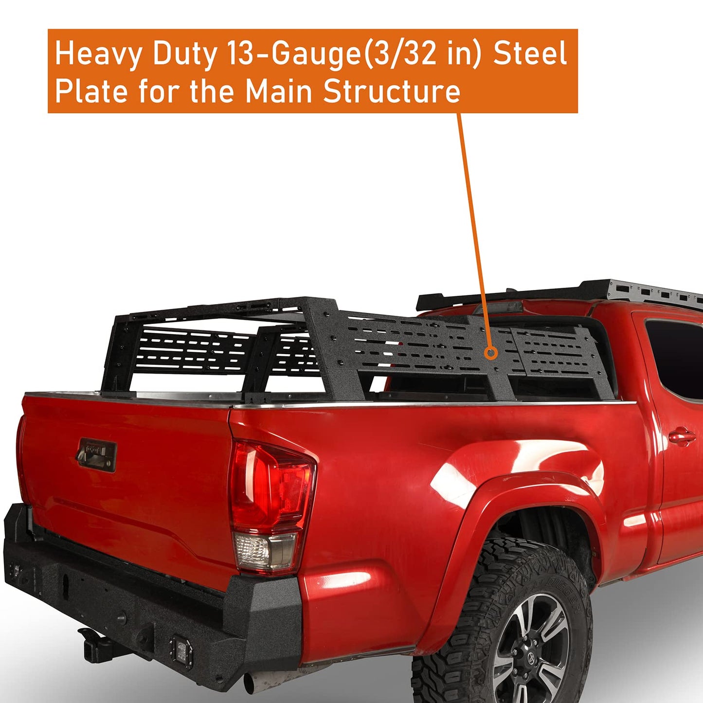 12.2"//18.8" High Overland Bed Rack Full-Size for Toyota 07-23 Tundra & 05-23 Tacoma 6' Bed