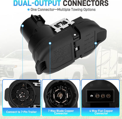 7/4 Pin Trailer Harness with Mounting Bracket - Adapter Plug for USCAR Multi-Tow Pickup Trucks