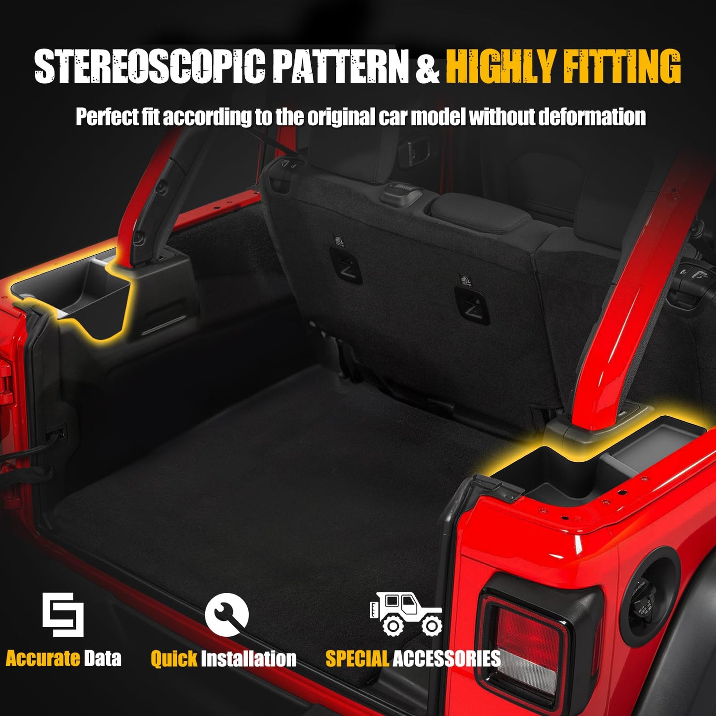 Rear Wheel Well Storage Bins for 2018-2023 Jeep Wrangler JL (Left & Right, Black)