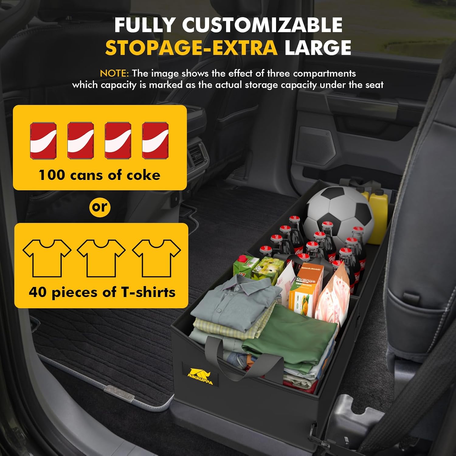MIKKUPPA Truck Under Seat Storage - Replacement for 2015-2024 Ford F150 F250 F350, for 2 Compartments for Bench Seat Truck Tool Box Organizer Underseat Storage Bag