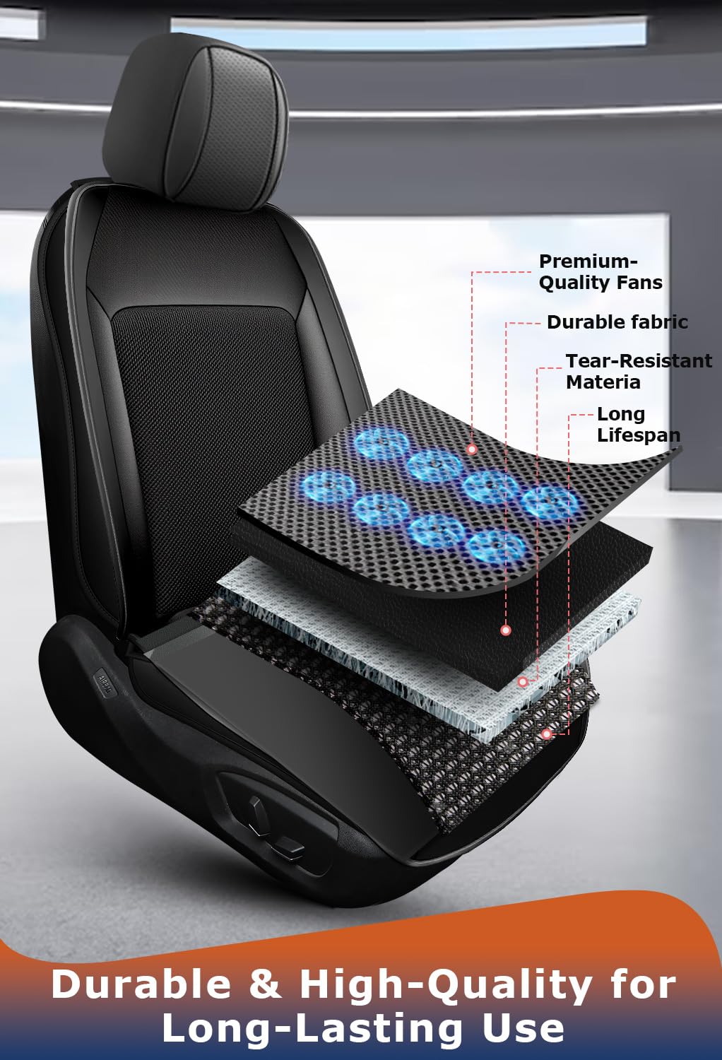 Cooling Car Seat Cushion for Trucks, SUVs – 12V Ventilated Universal Fit