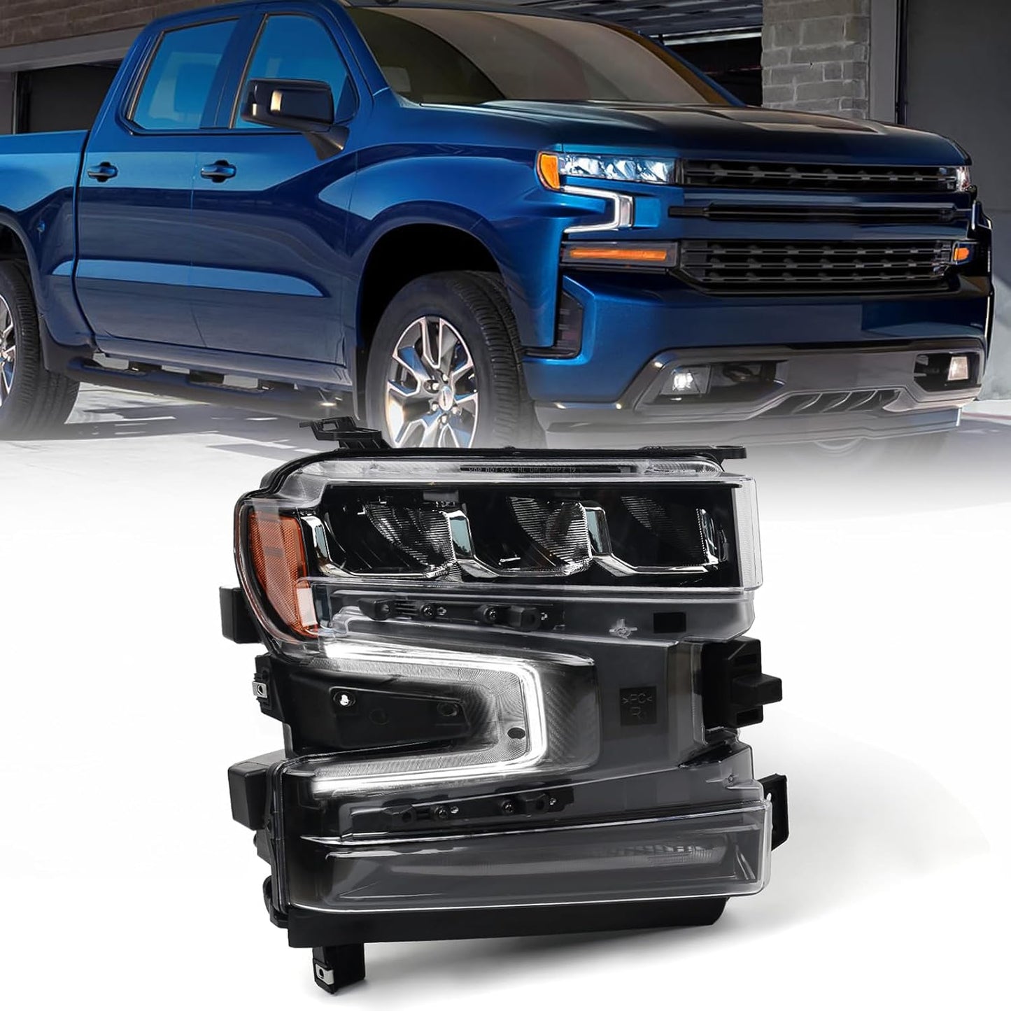 Full LED Headlight Assembly for Chevy Silverado 1500 2019 - 2022 Pickup Truck LT/LT Trail Boss/LTZ 1500 Head Light Lamp (Not for Halogen Model)