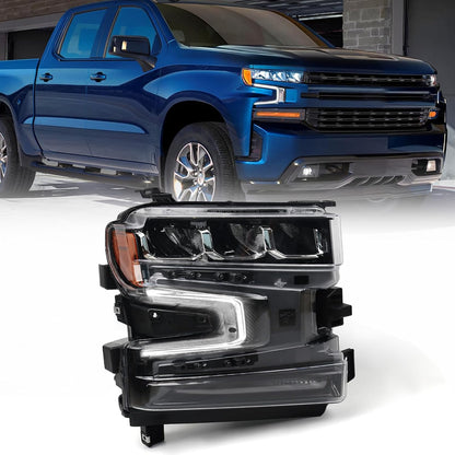 Full LED Headlight Assembly for Chevy Silverado 1500 2019 - 2022 Pickup Truck LT/LT Trail Boss/LTZ 1500 Head Light Lamp (Not for Halogen Model)
