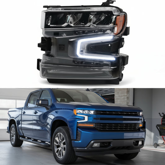 Full LED Headlight Assembly for Chevy Silverado 1500 2019 2020 2021 2022 Pickup Truck LT/LT Trail Boss/LTZ 1500 Head Light Lamp Right Passenger Side GM2503497 84621851(Not for Halogen Model)