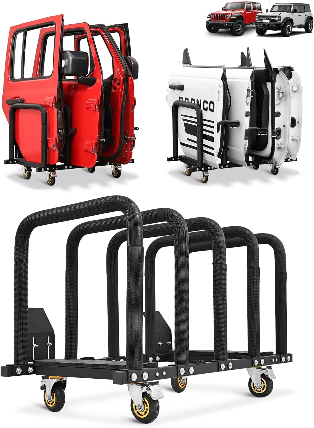 Heavy-Duty Door Hanger Storage Rack for Jeep Wrangler, Gladiator & Ford Bronco 4-Door