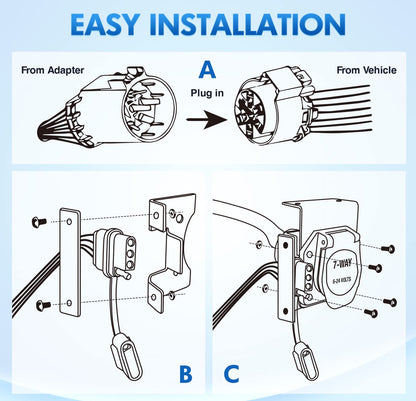 Dual-Output 4-to-7 Pin Trailer Adapter - For RVs/Trucks w/ USCAR 7-Way Sockets