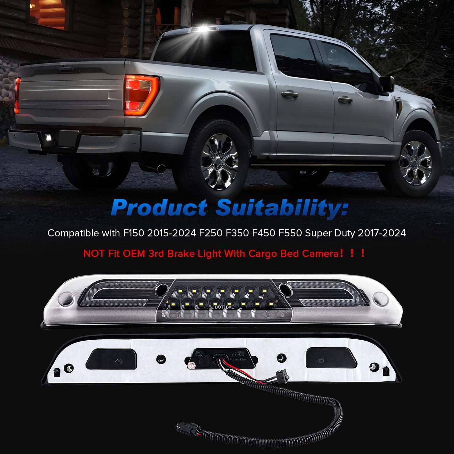 Smoked LED Third Brake Light for 2015-2025 Ford F-Series & Ranger