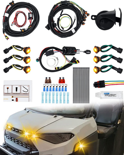 Universal UTV ATV Plug and Play Street Legal Turn Signal Kit with Harness, Column Switch, Horn, LED Blinkers - OHMU