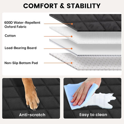 44" High-Back Pet Barrier/Hammock Combo - 440 lb Capacity, Water-Resistant Hard Bottom for SUV/Truck