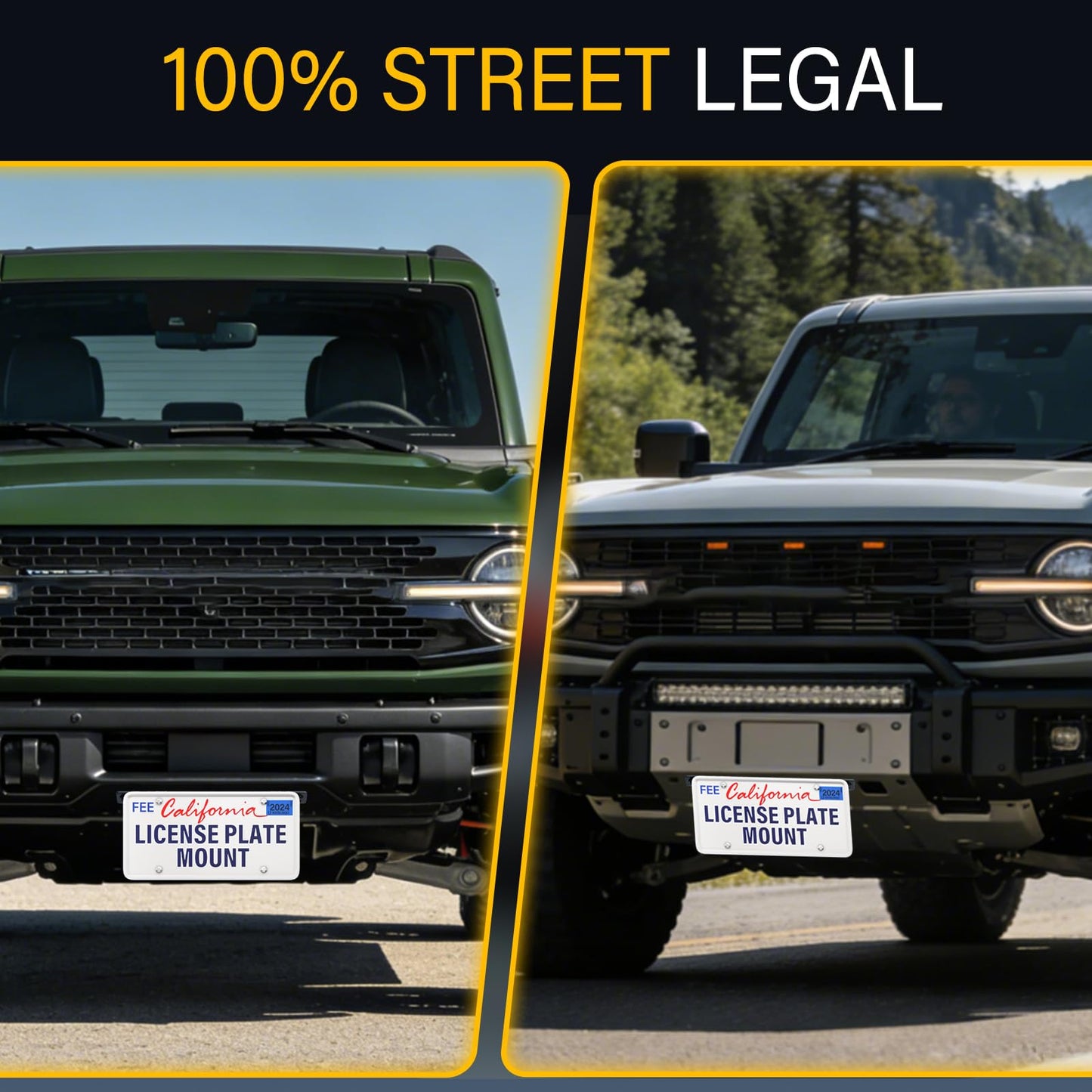 Bronco Front License Plate Mount for Modular Bumper