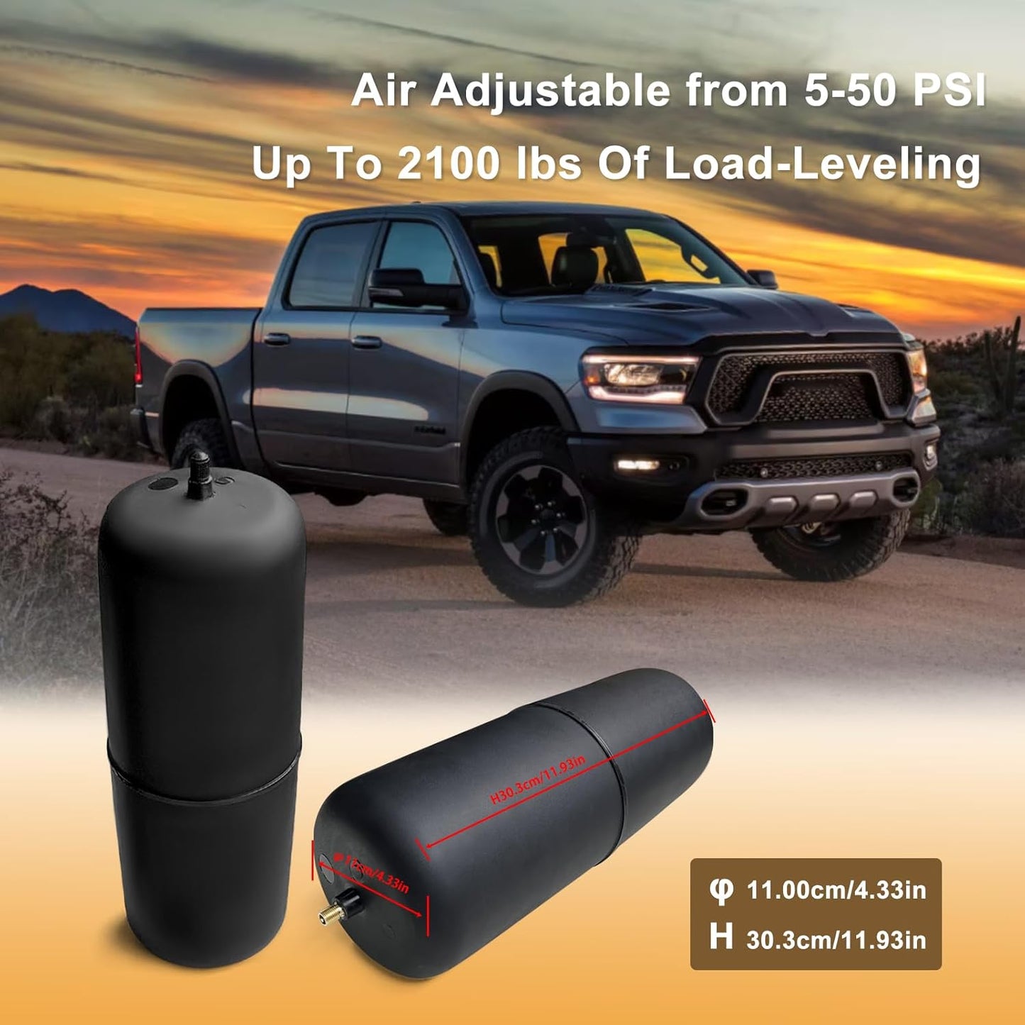 Air Helper Spring Kit for 2009-2024 Ram 1500/Classic - 2100 lb Load Leveling, 60818HD