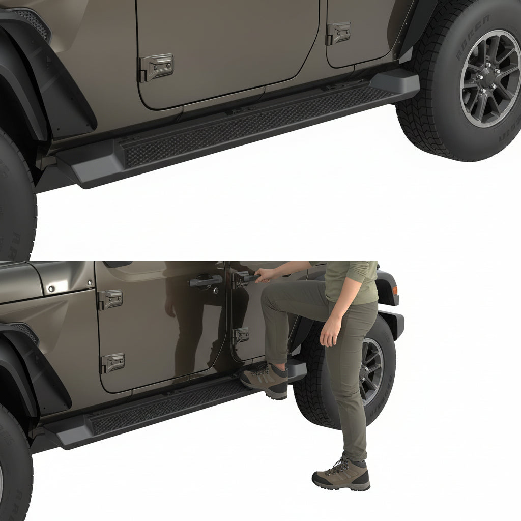 6" OE Style Running Boards for 2018-2026 Jeep Wrangler JL 4-Door - Black
