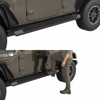 6" OE Style Running Boards for 2018-2026 Jeep Wrangler JL 4-Door - Black