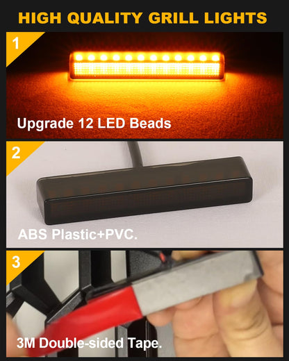Ford F150 LED Front Grill Lights (2018-2026 Amber, 4-Pack)