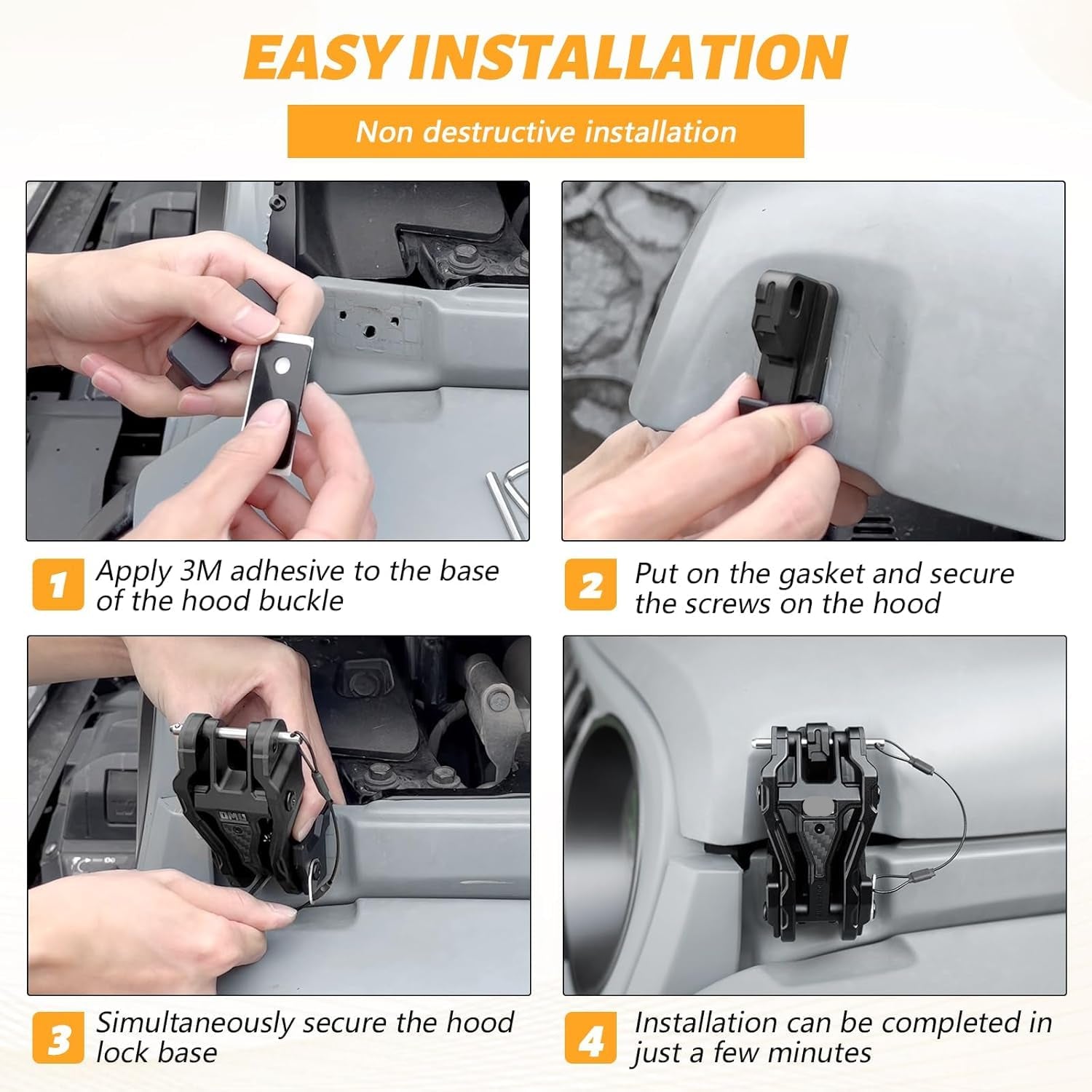 Heavy-Duty Hood Catch Hood Lock Upgrade for Jeep Wrangler JL and Gladiator JT Models 2018-2024