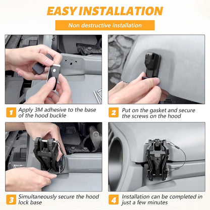Heavy-Duty Hood Catch Hood Lock Upgrade for Jeep Wrangler JL and Gladiator JT Models 2018-2024