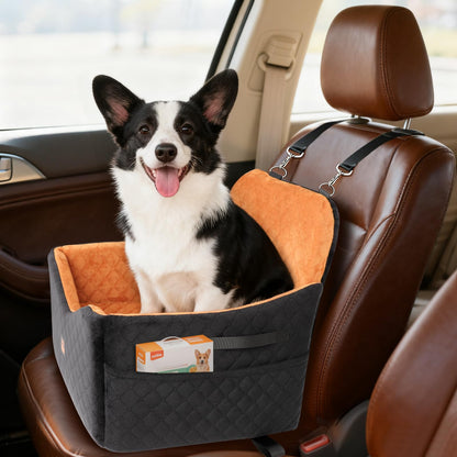 Small/Medium Dog Car Seat w/Side Opening - Thick Cushion, Detachable Washable, 35 lb Capacity (Grey)