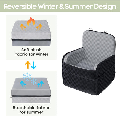 Elevated 6" Dog Booster Seat - Memory Foam, 26 lb Capacity, Removable Cover w/Storage Pockets