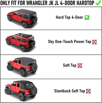 Rear Trunk Cargo Rack for 2007-2026 Jeep Wrangler JK/JL 4-Door Hardtops - Sturdy Steel Shelf