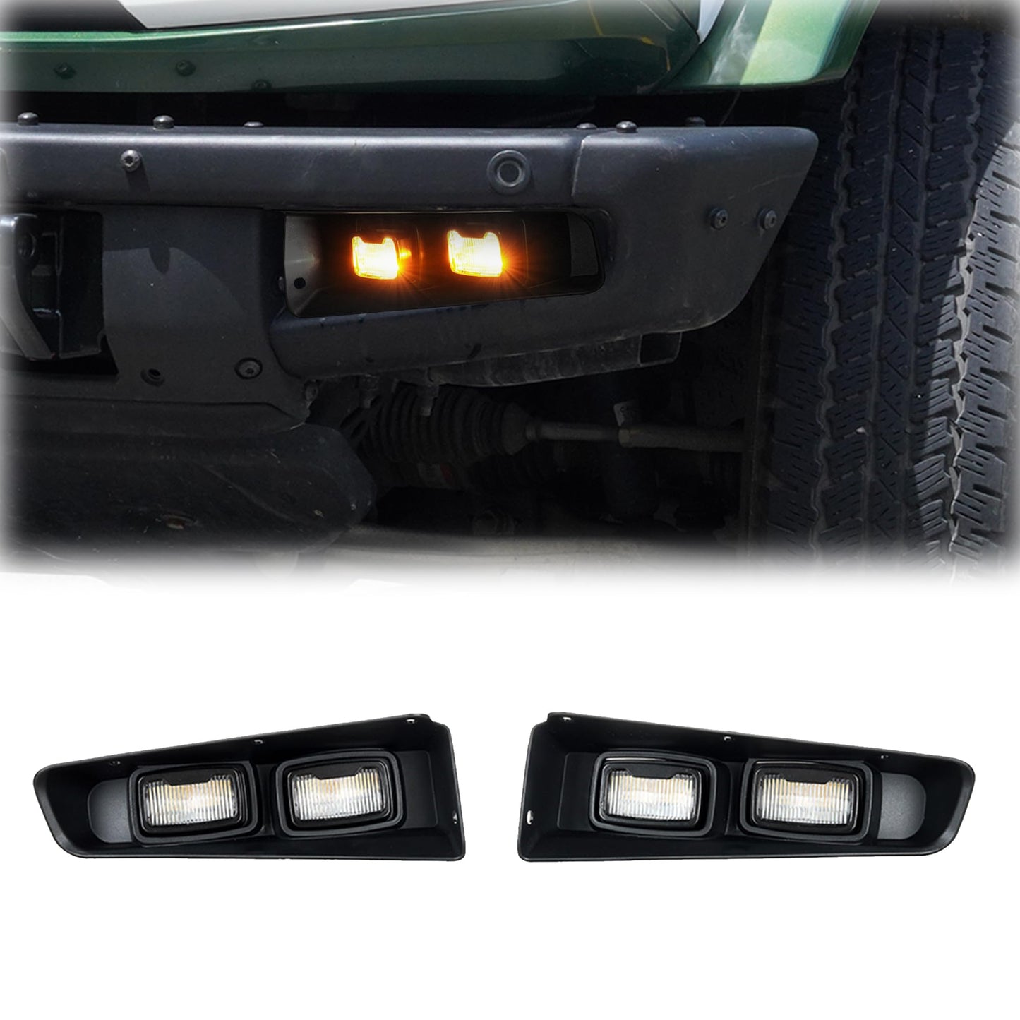 Bronco LED Fog Lights: Raptor Style, DRL Turn Signal, Dual Color