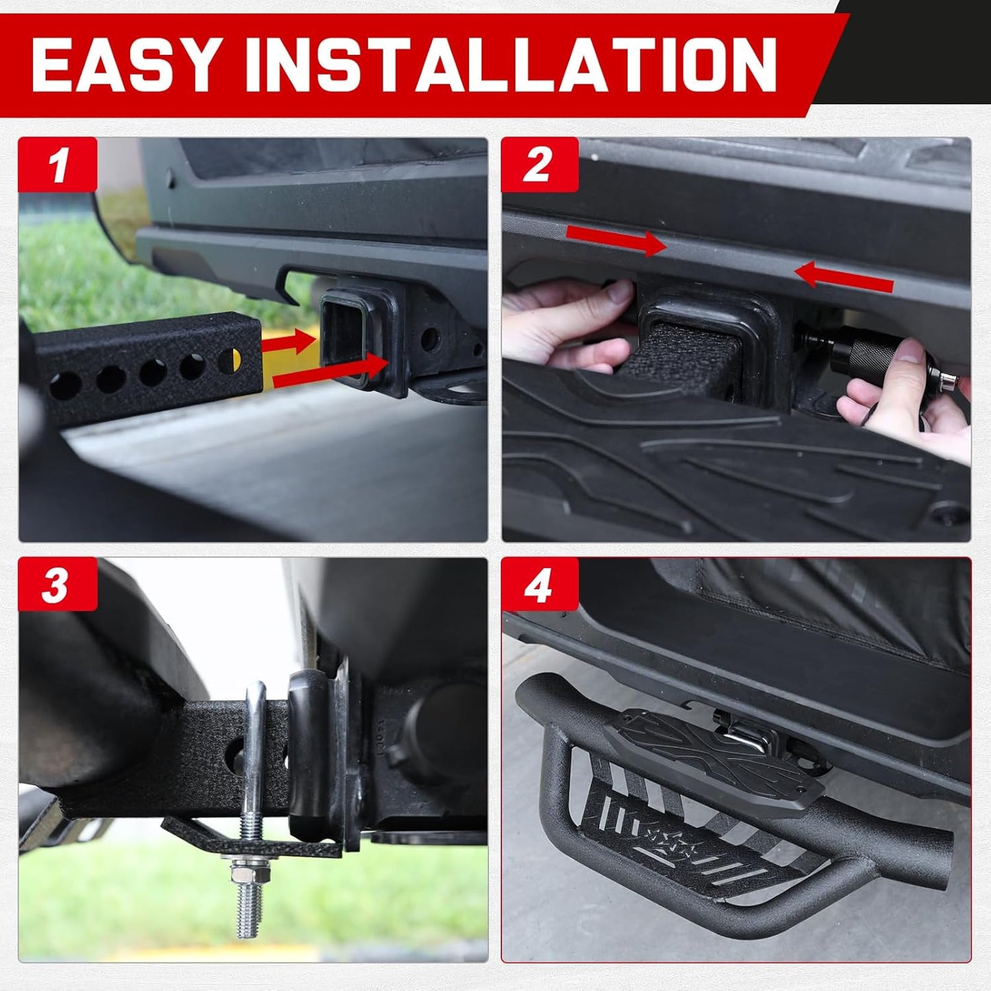 Double Layer 2" Hitch Step - Dual-Stage Anti-Slip, Universal Fit for Trucks/SUVs