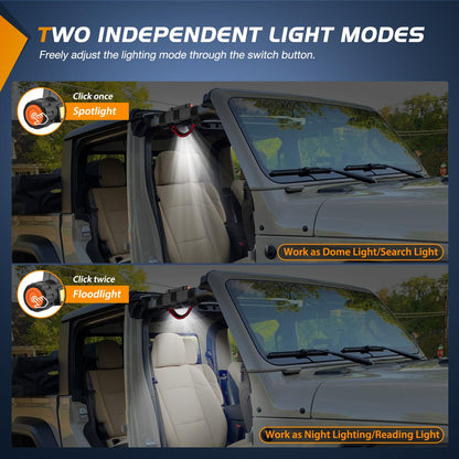 Dome Light w/ Grab Handle - Universal LED Interior Light for Jeep Roll Bars