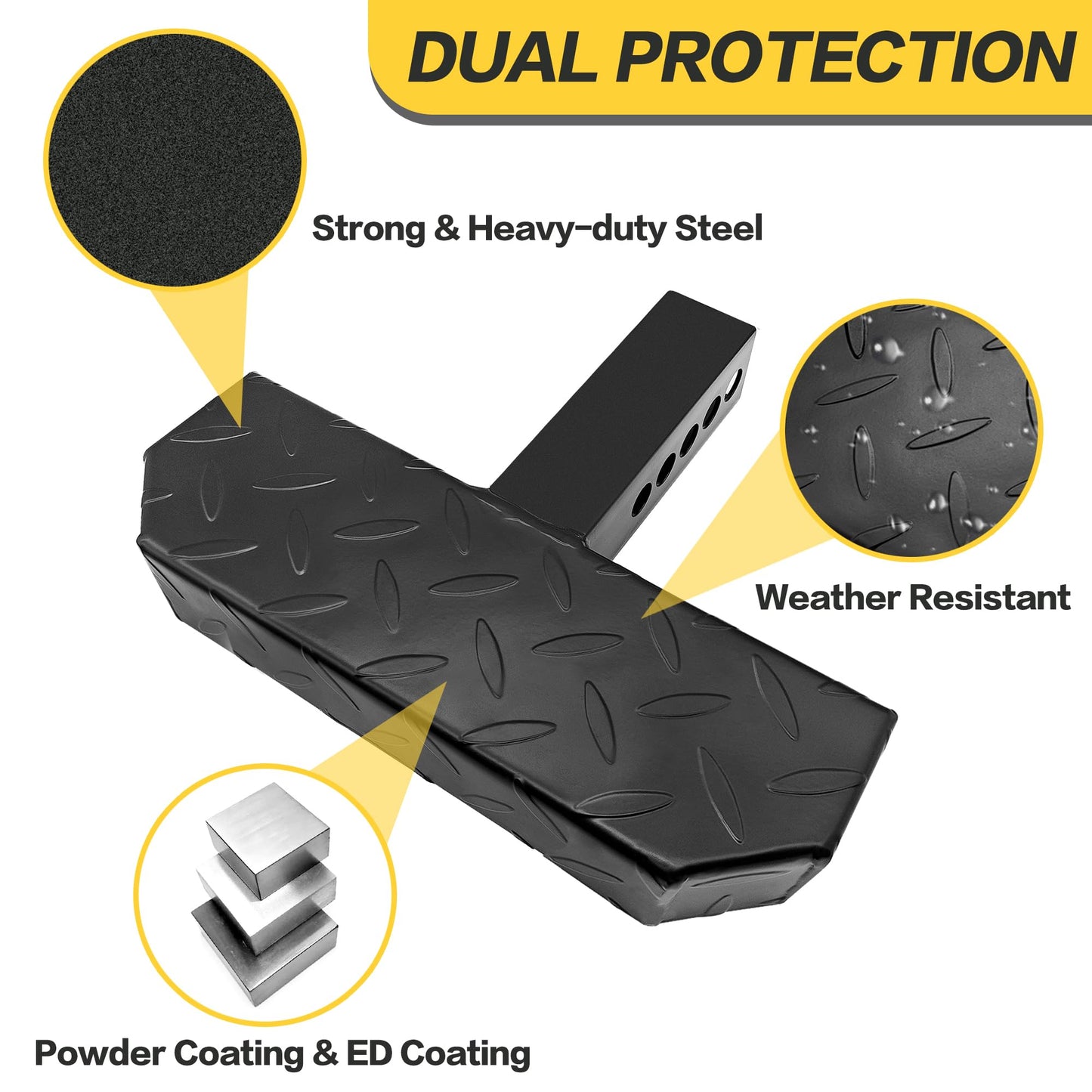 Anti-Slip Hitch Step for 2" Receiver - 600 lb Capacity, Black Tow Bumper Guard for Truck/SUV, Includes Pin