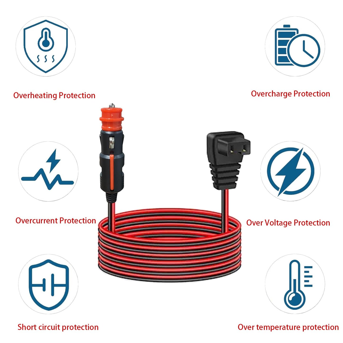 12V/22V Car Refrigerator Power Cord with Cigarette Lighter Plug