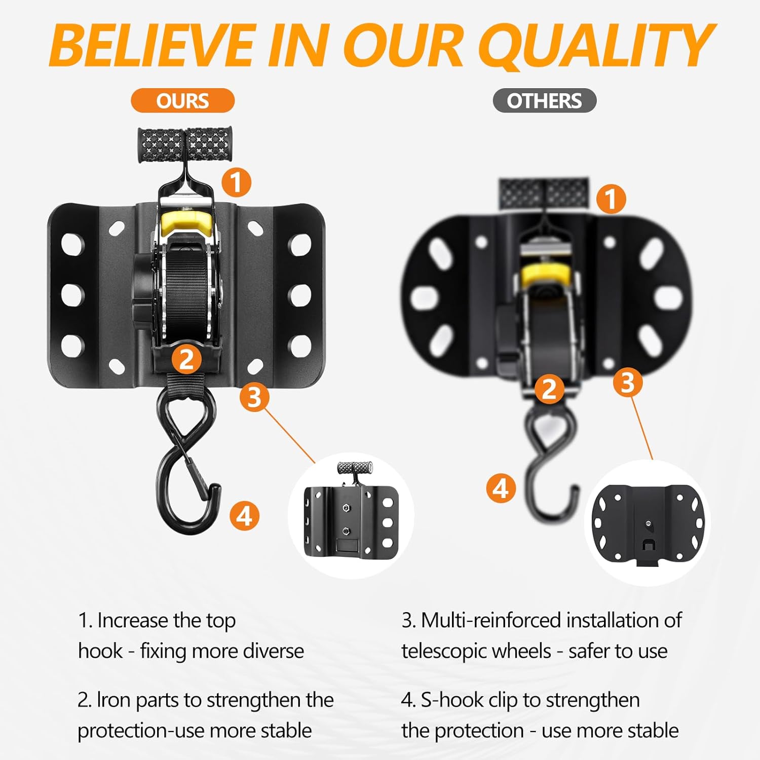 2PCS Retractable Tie Down Straps for 2015-2025 Ford F150, Retractable Ratchet Straps 10 Ft Self Retracting Tie Down with Boxlink Plates Mounted Brackets Bed Mount Heavy Duty Bolt on