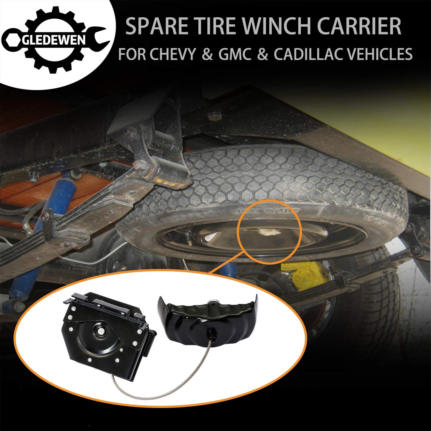 Spare Tire Hoist Spare Tire Winch Carrier | for 1999-2017 Chevy Silverado 1500 2500 3500 Suburban Tahoe, GMC Sierra 1500 2500 3500 Yukon | Replaces# 924-510, 20870067, 15703311, 15866164