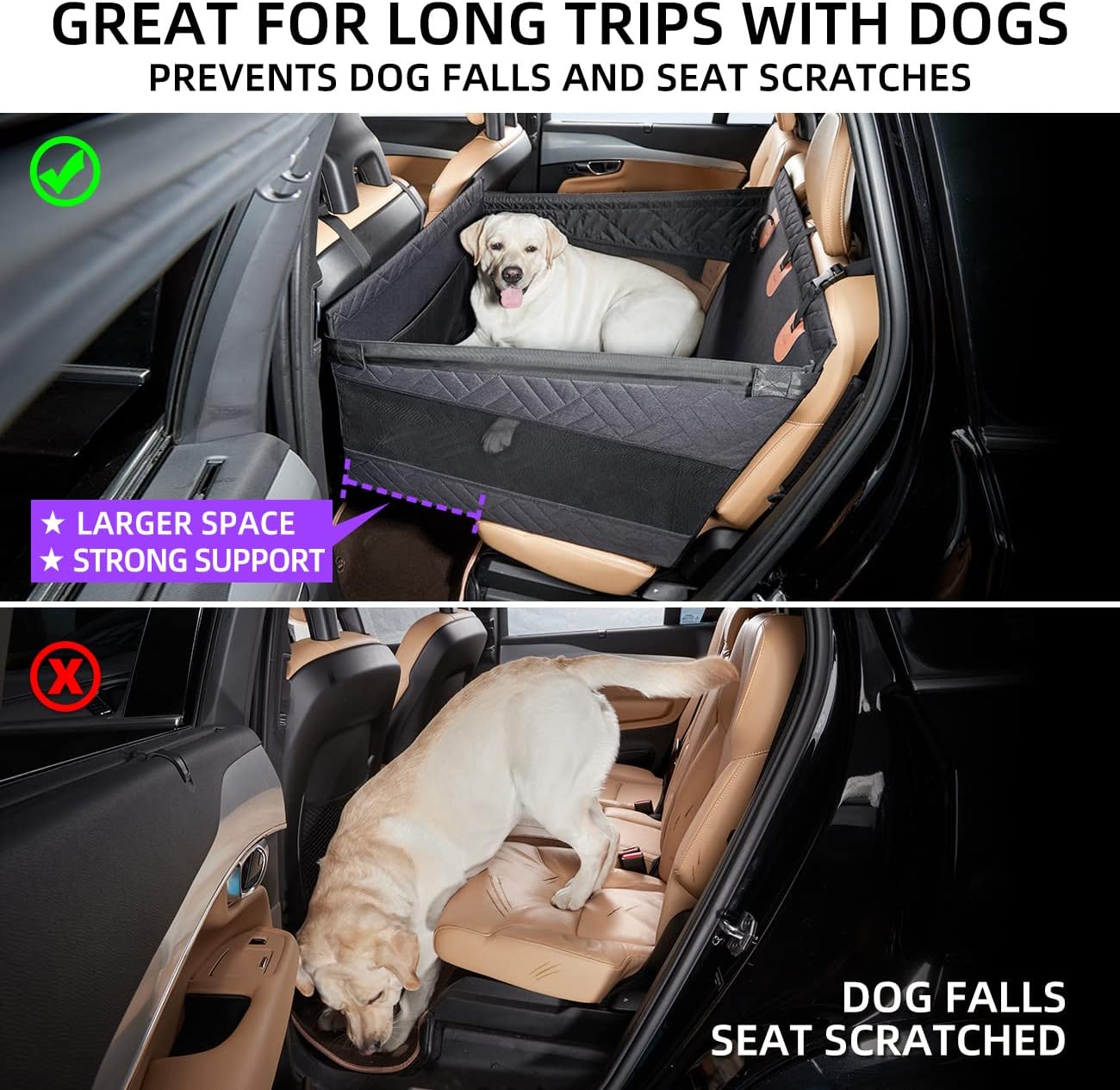 Dog Car Seat for Medium Dogs for Car SUV Truck (Black-L) - OHMU