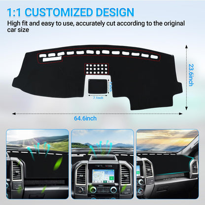 Dash Cover for 2015-2020 Ford F-150 - Felt Dash Mat, UV Protection, Non-Slip