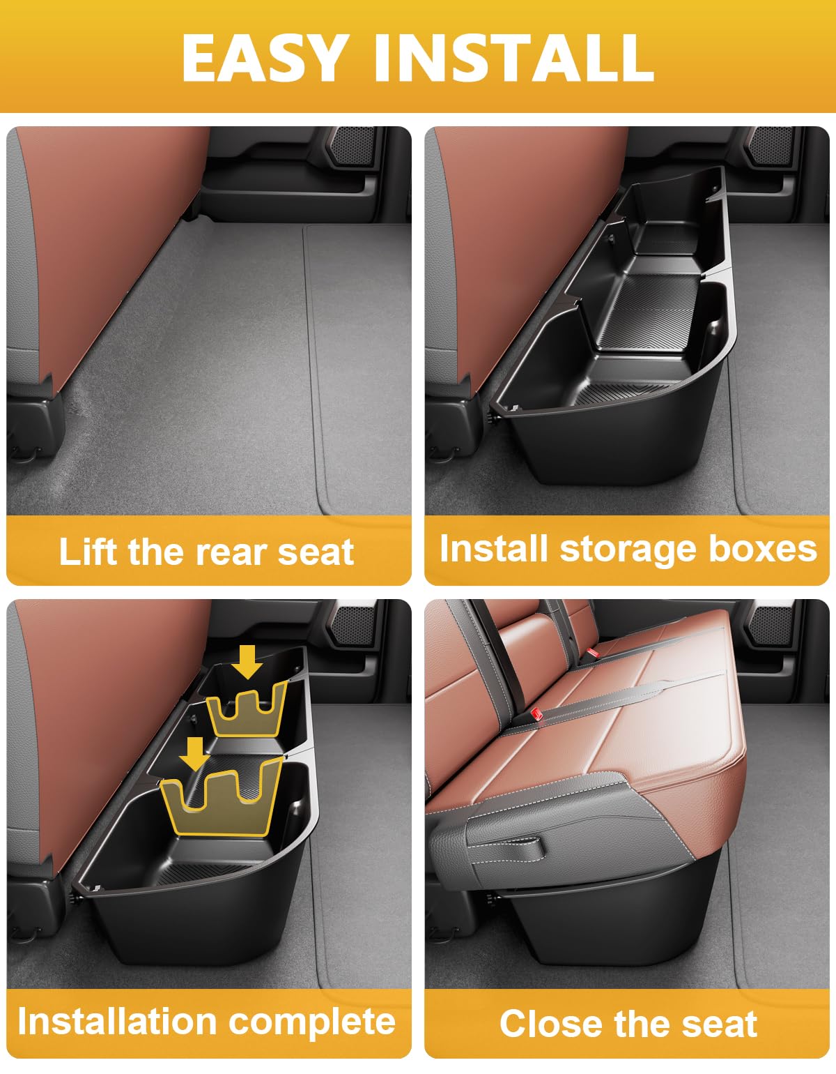 Rear Underseat Storage Box for 2019-2026 Chevy/GMC 1500 & HD - Double/Crew Cab