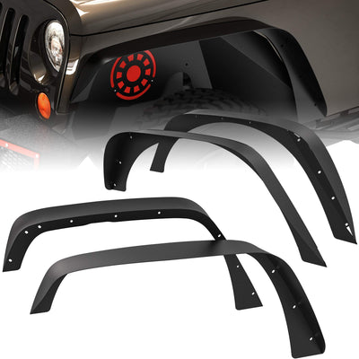 Steel Flat Front & Rear Fender Flares (4-PCS) for 2007-2018 Jeep Wrangler JK