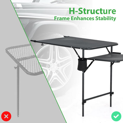 Adjustable Aluminum Tailgate Table - Lightweight Overlanding Camping Desk