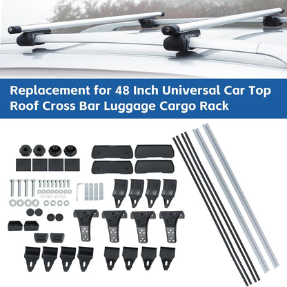 48" Universal Roof Rack Cross Bars with 3 Clamp Types - Silver Aluminum